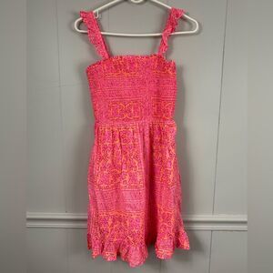 Vineyard Vines Neon Pink Ruffle Sun Dress Size XL Barbie Summer Preppy Cute